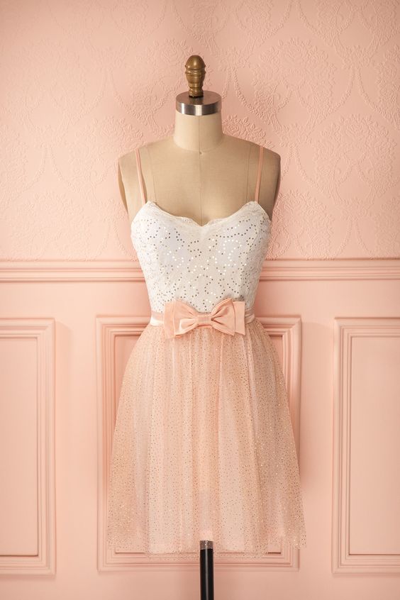 Vintage Prom Dress, Pink Prom Gowns, Mini Short Homecoming Dress, Lace Homecoming Gown