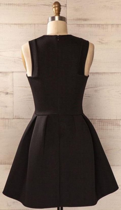 Black Satin Short Sweetheart Homecoming Dress Prom Dress, Black Bridesmaid Dresses