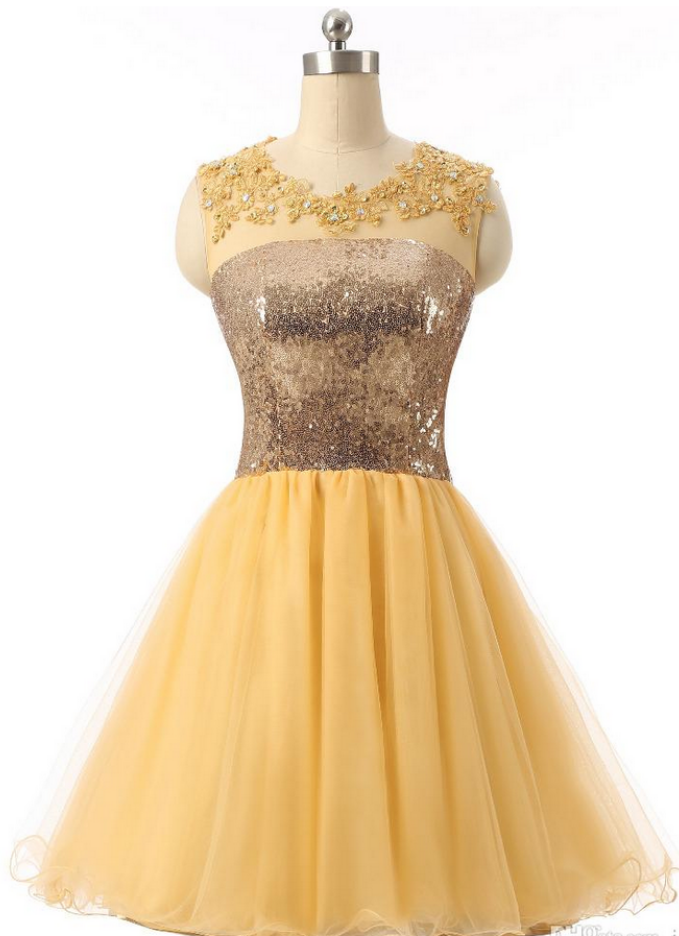 Short Graduation Dresses ,yellow Sequin Formal Dress ,short Homecoming  Dresses,sexy Formal Evening D on Luulla