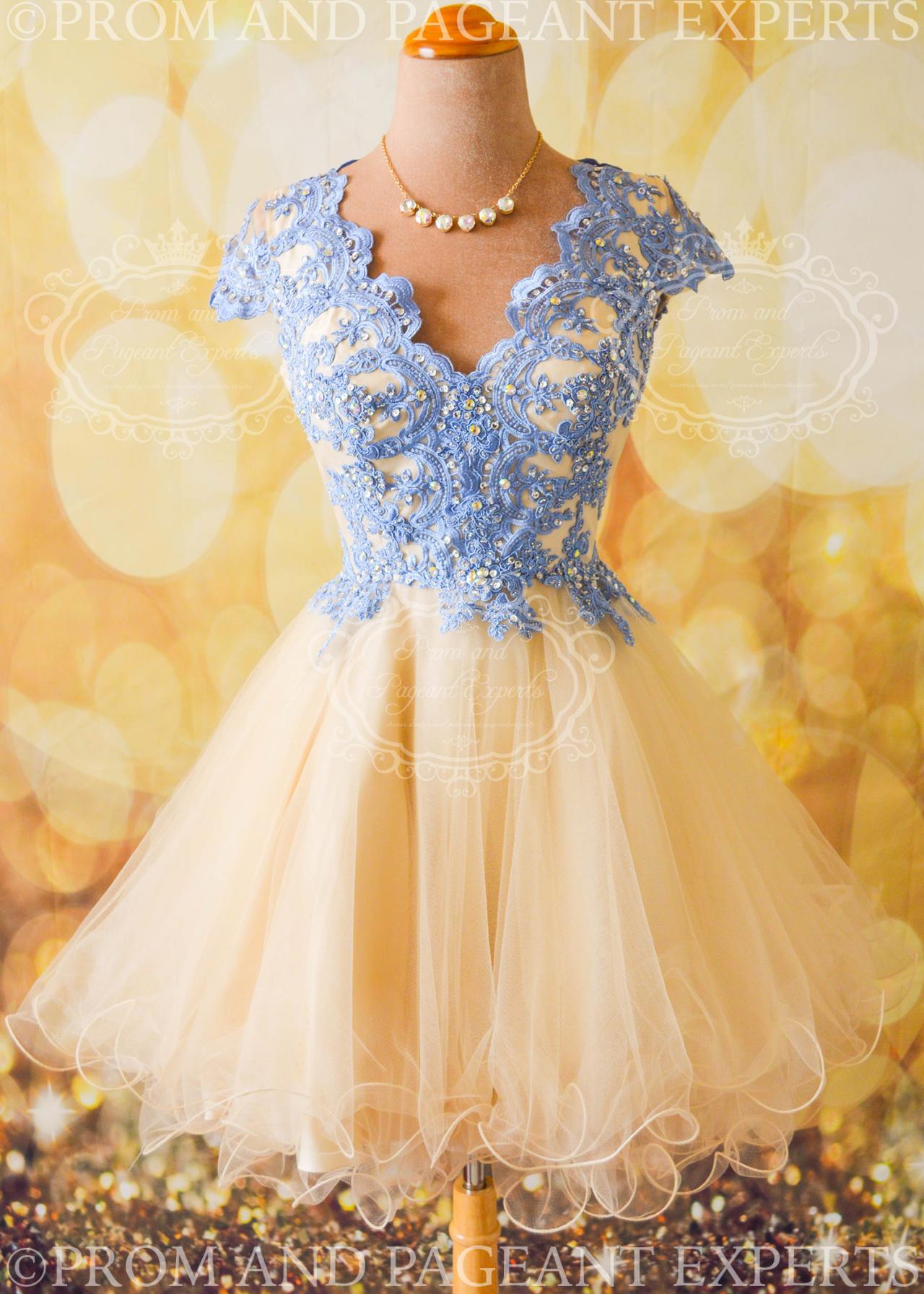 Cap Sleeves Short Prom Dresses,lace Appliques Homecoming Dresses, Tulle  Party Dresses on Luulla