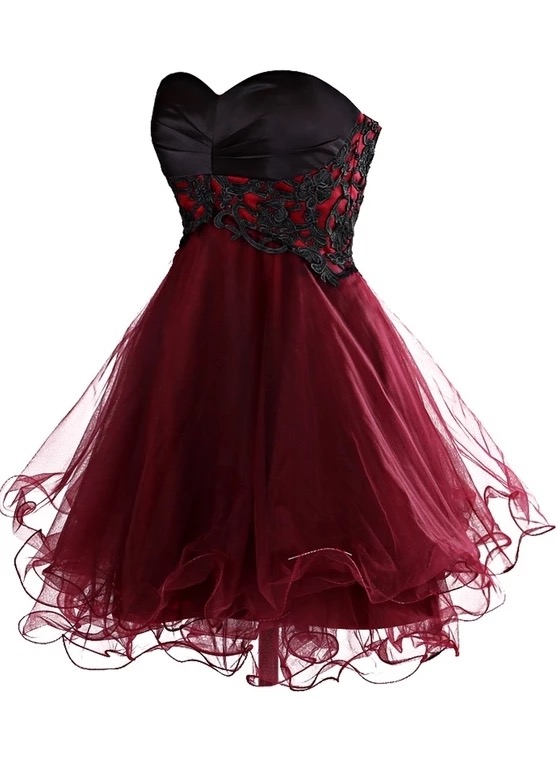 Burgundy Homecoming Dresses,lace Appliques Empire Cocktail Dresses,layered Tulle Short Prom Dresses