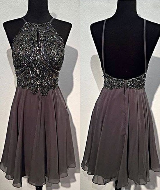 Homecoming Dresses,a-line Round Neck Beaded Short Prom Dress, Homecoming Dress
