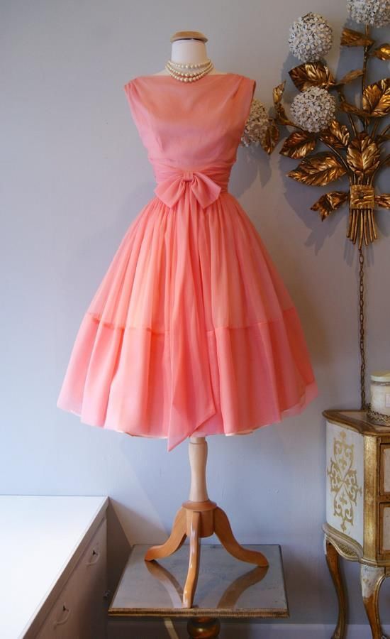 Homecoming Dress, Vintage Ball Gown, Crew Neck Coral Homecoming Dresses, Mini Short Cocktail Dress