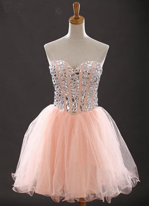 Blush Pink Homecoming Dress,short Prom Dresses,tulle Homecoming Gowns,party Dress,sparkly Prom Gown