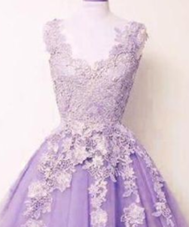 One Shoulder A-line Lilac Short Homecoming Dress with Appliques