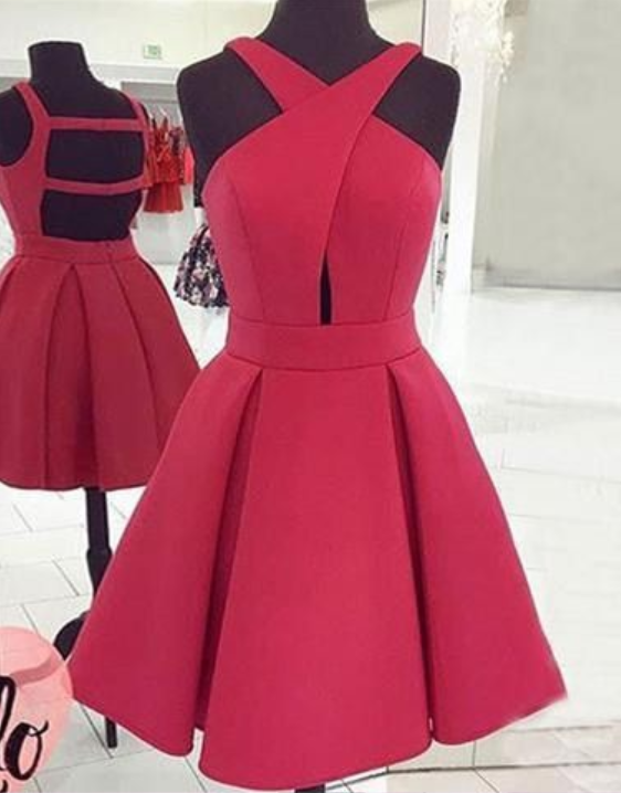 A-line Strapless Fuchsia Pleated Homecoming Dress with Keyhole main image 0