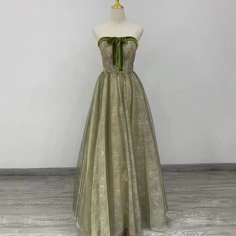 Strapless Prom Dress,fresh Party Dress,fairy Green Evening Dress