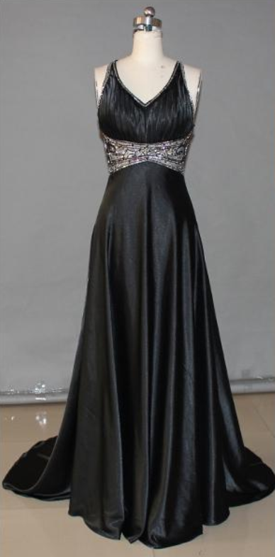 High Quality Prom Dress,satin Prom Dress,a-line Prom Dress,beading Prom Dress,v-neck Prom Dress