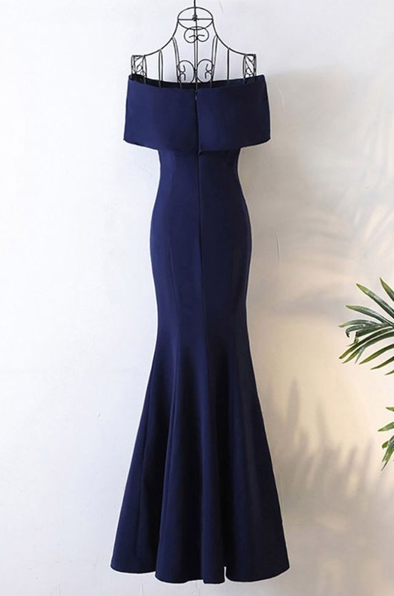 Chic & Modern Off-shoulder Pleats Satin Long Prom Dress Evening Gown main image 1