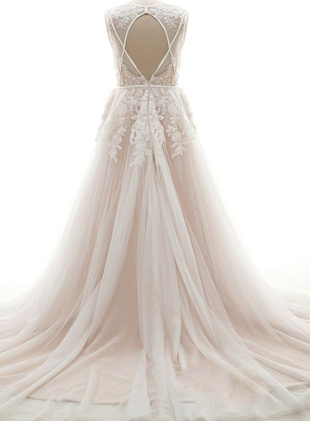 Elegant A-line V Neck Tulle Tiered Prom Dress,Formal Graduation Dresses  Y5590 main image 1