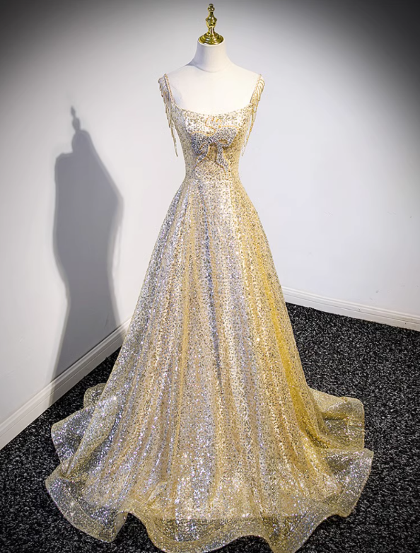 Prom Dresses,temperament Elegant Bling Champagne Gold Stage Dresses Cocktail Dresses