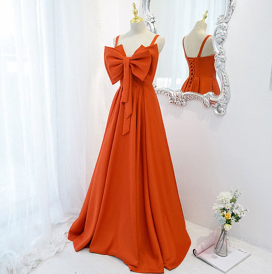Prom Dresses,birthday Party Bar Mitzvah Dresses Orange Big Bow Set Strapless Dresses Evening Gowns