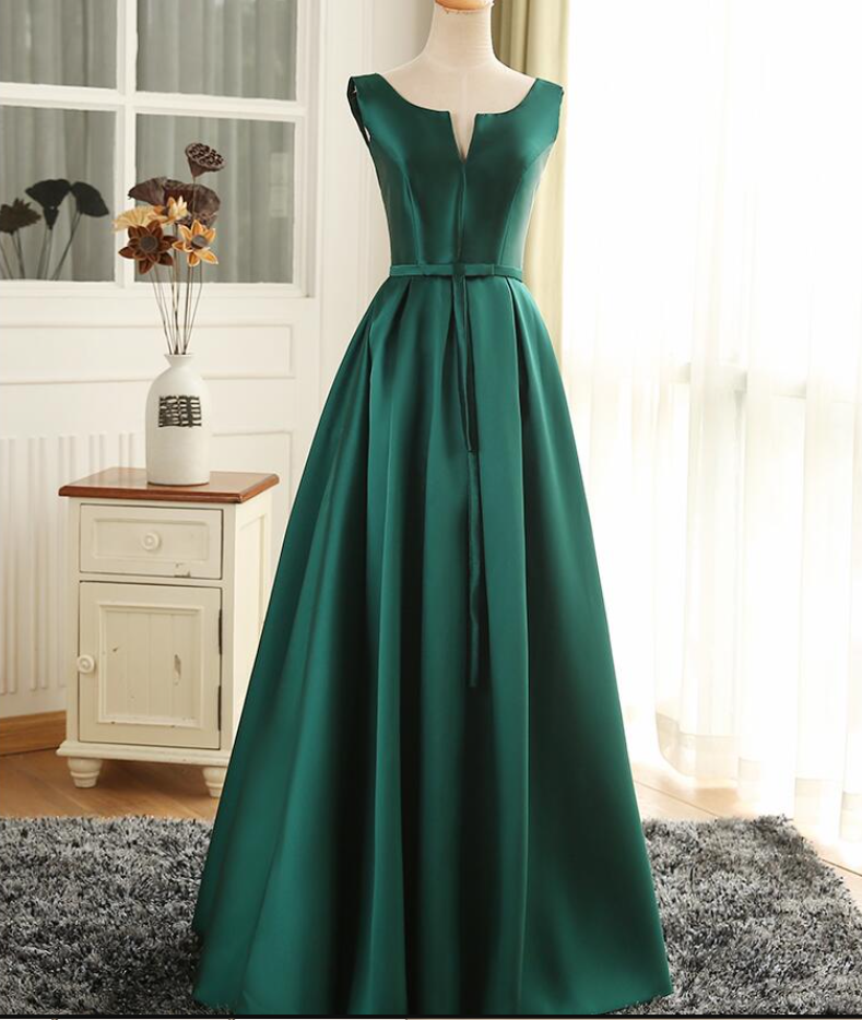 Prom Dresses,,satin Simple Green A-line Party Dresses,women's Party Dresses,wedding Guest Vip Dresses