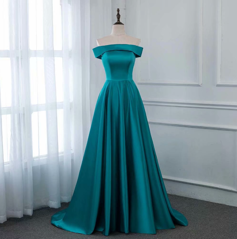 Prom Dresses,blue Fashion Evening Dresses Pageant Dresses Boat Neck Fashion Simple Evening Dresses