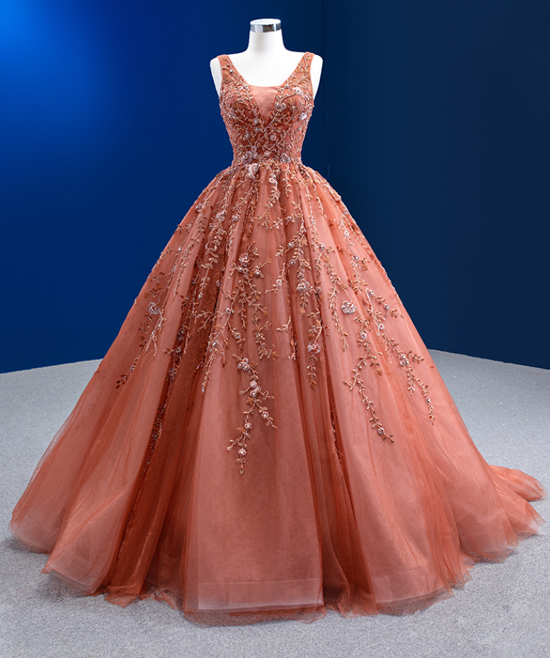 Prom Dresses,orange Red Evening Gowns Temperament Celebrity Long Stage Gowns Party Dresses