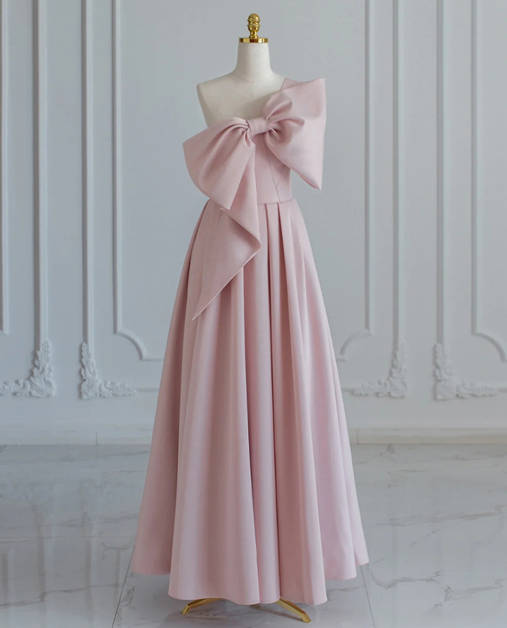 Prom Dresses, Banquet Evening Gowns Elegant Pink Bridesmaid Bowknot Dresses