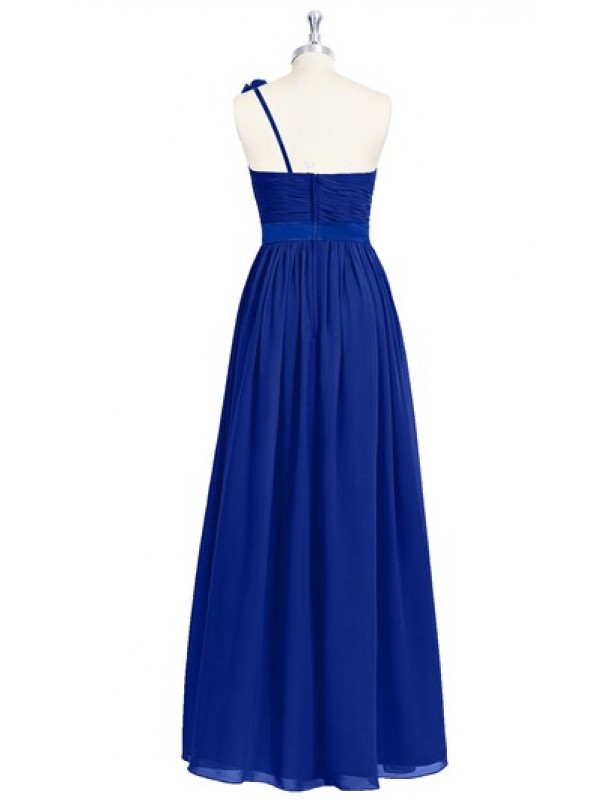 one shoulder royal blue bridesmaid dresses One Shoulder Chiffon Bridesmaid Dress Long Prom Gown  SD Dresscode &  Fashiontrends