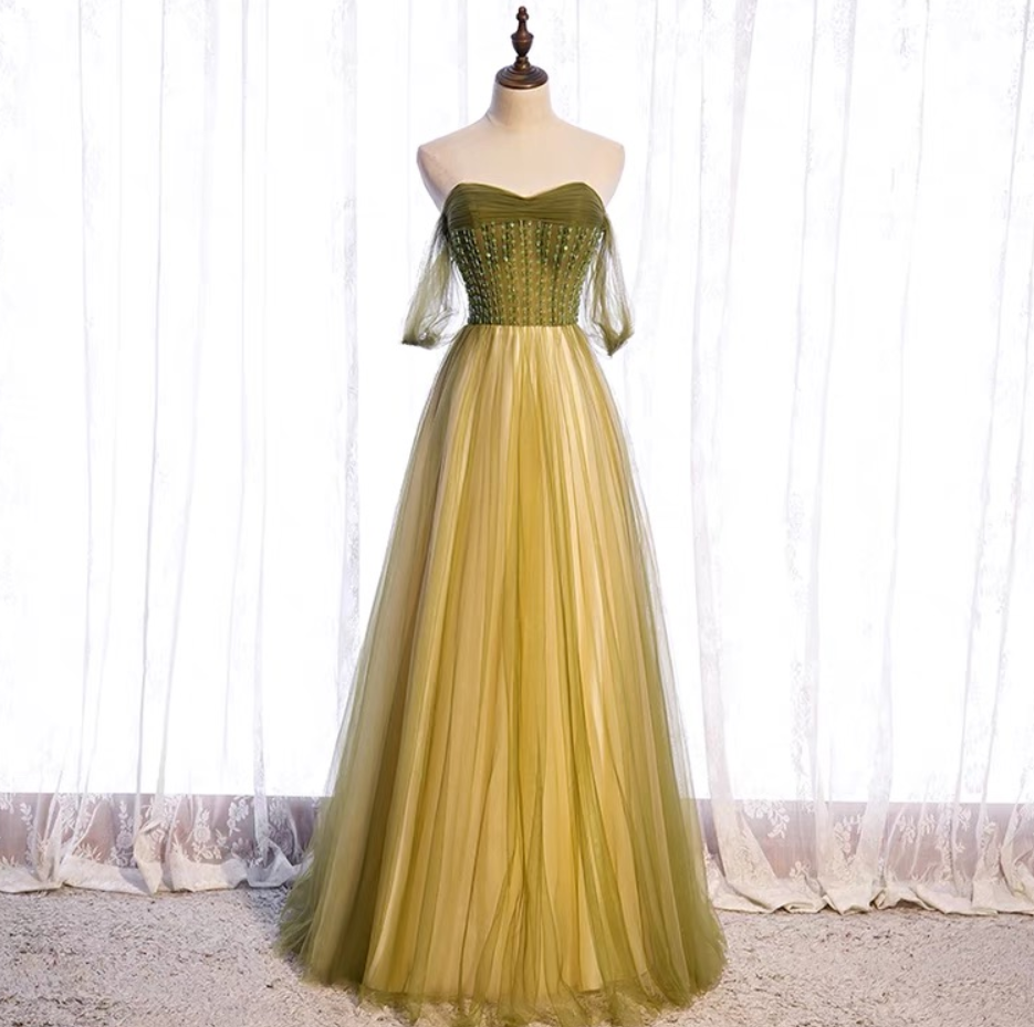 Prom Dresses,green Evening Dress, Temperament Long Fairy Dress, Elegant Party Dress