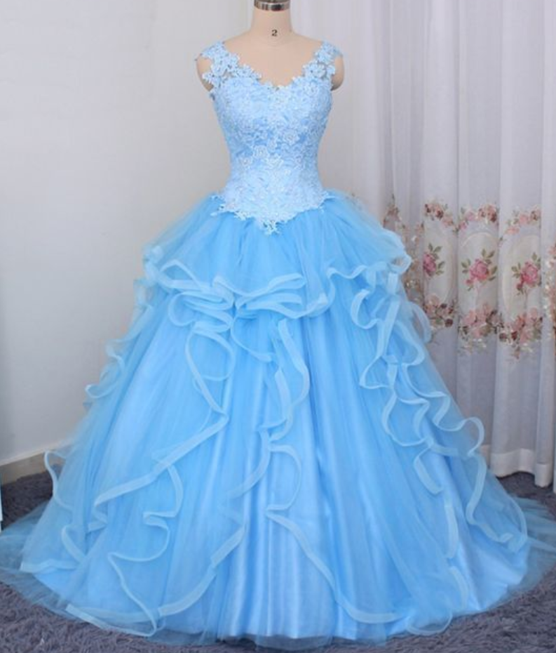 Prom Dresses, Gorgeous Blue Sweetheart Birthday Party Dresses