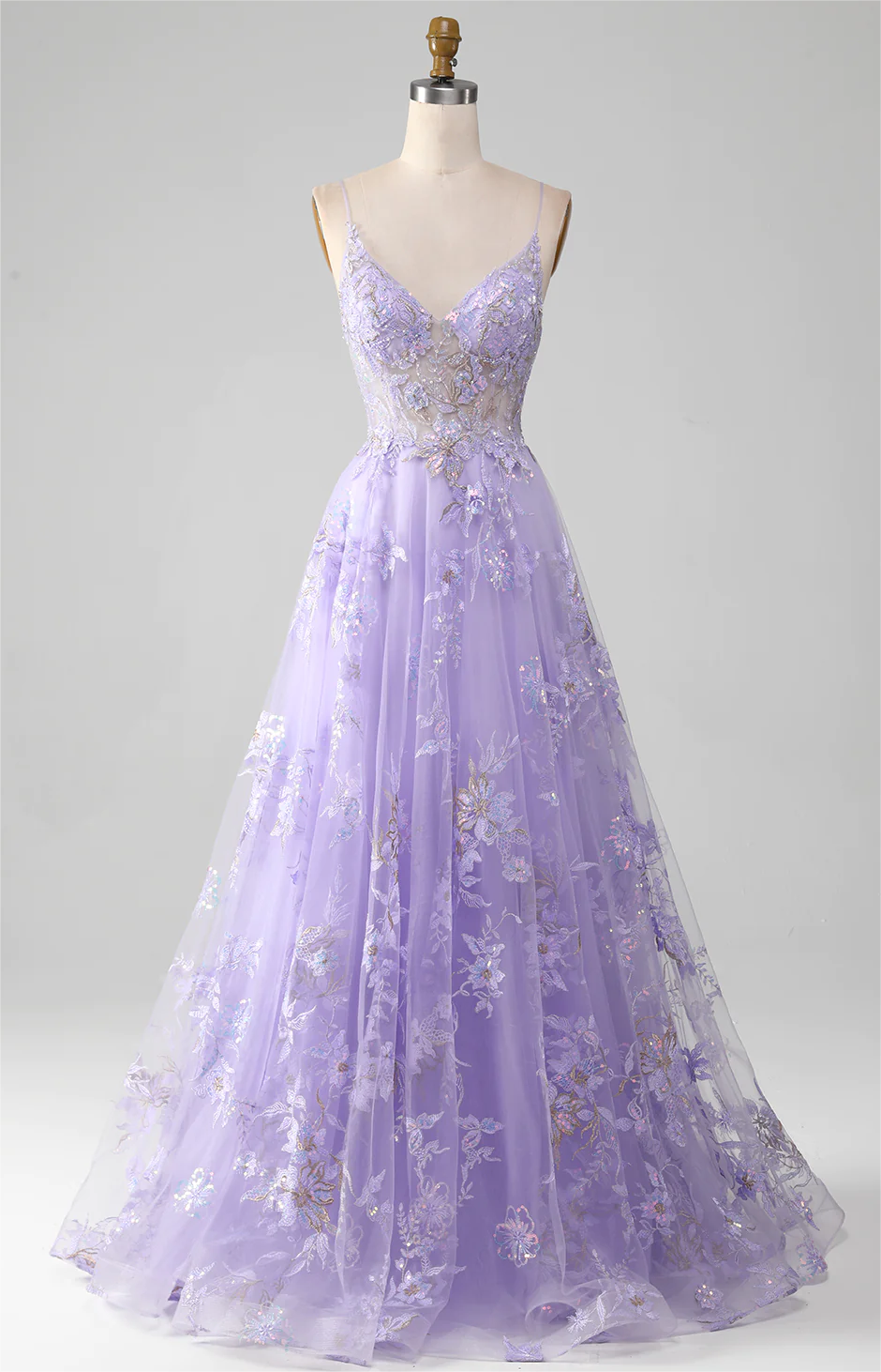 Prom Dress,a-line Sequins Purple Prom Dress With Embroidery