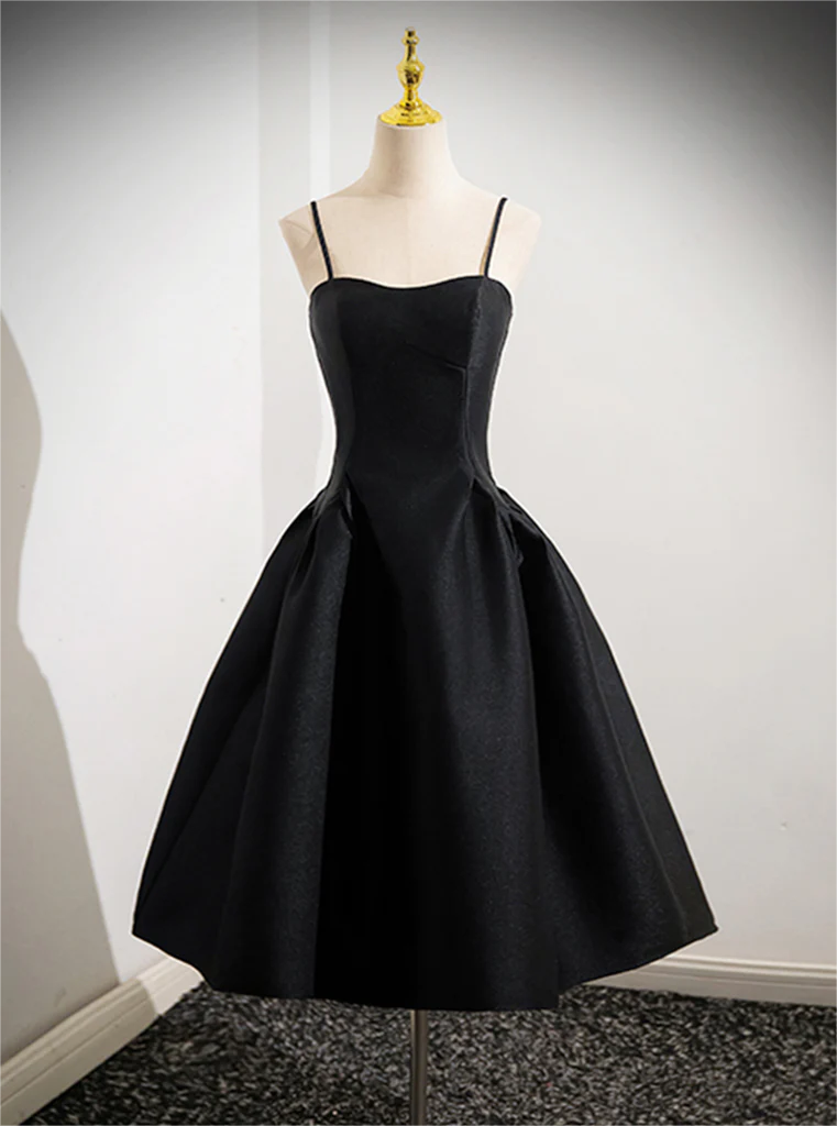 Homecoming Dresses simple A line Satin Black Short Prom Dress Cute Black Homecoming Dress on Luulla