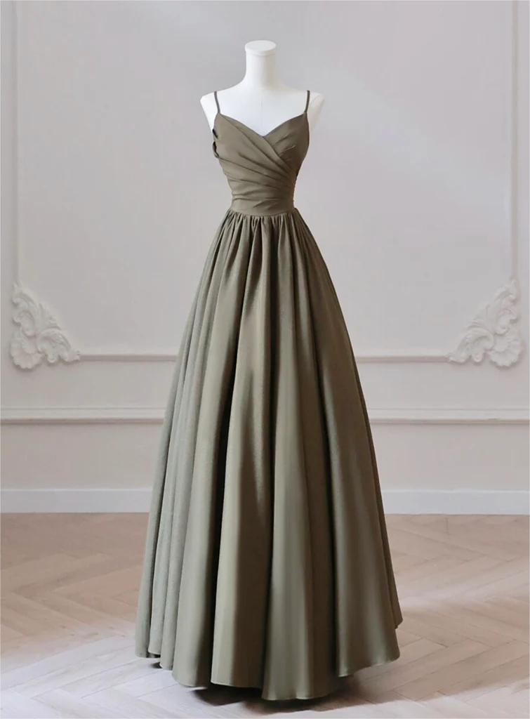 slim fit dress slacks Olive Tulle A-Line Formal Dress Party Gown with Short Sleeve Olive / 26W main image 1