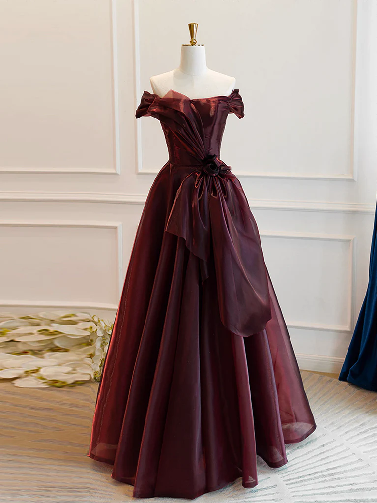 Prom Dress,a-line Burgundy Organza Burgundy Long Prom Dress, Burgundy Long Evening Dress