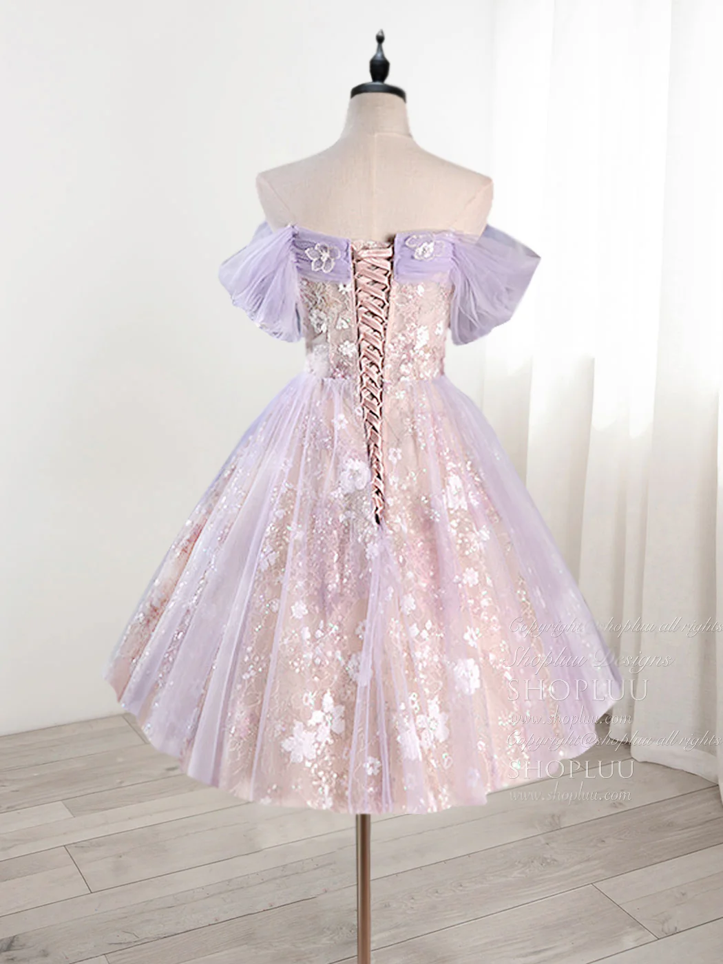 V Neck Short Purple Homecoming Dresses Crossed Back Mini Party Dress PD438 main image 0