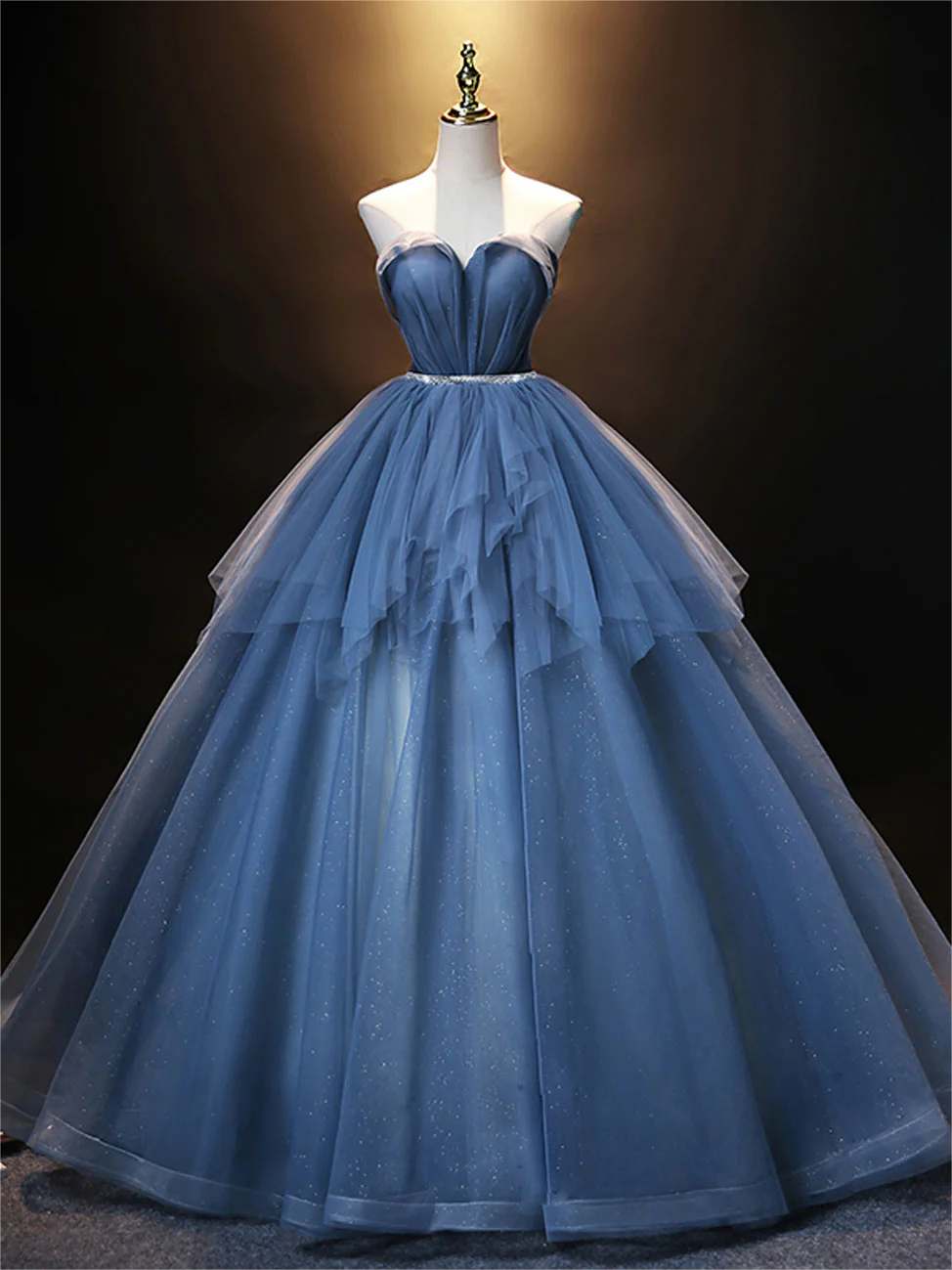 open lace back dress Royal Blue Sweetheart Neckline Prom Dress,Taffeta Long Party Dress,PD00558, US2 / Royal Blue main image 1
