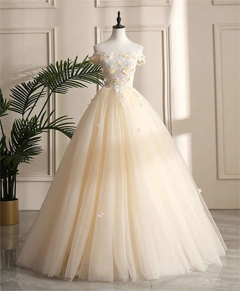 slim fit dress slacks Sequin White and Gold Quinceanera Dresses Applique Tulle Wedding Dress US20W / White and Gold main image 1