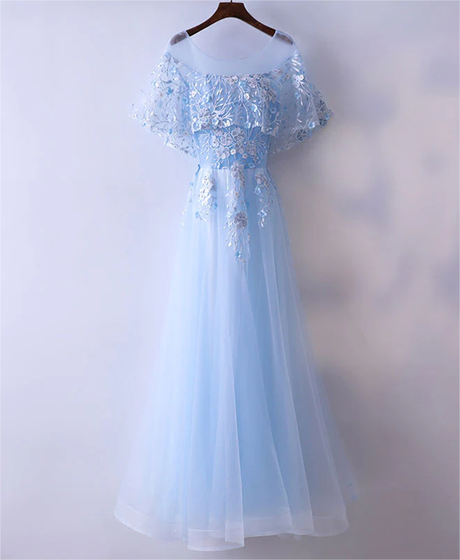 long beige dress Illusion High Neck Sleeve Embellished Gown Color:Ocean-Blue sequin dress Fun&Fun Cocktail dress /