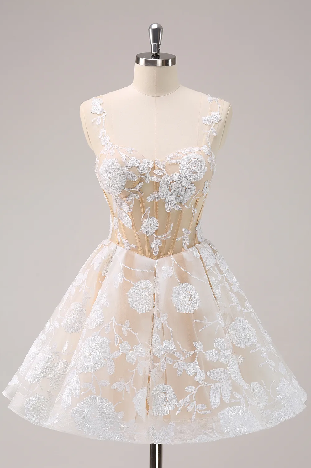 Prom Dress,a-line Spaghetti Straps Short Corset Homecoming Dress With  Appliques on Luulla