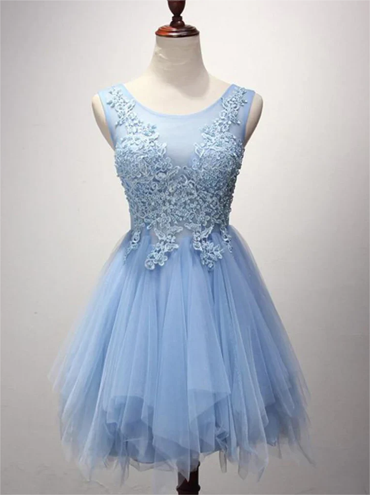 A-line Lace Tulle Short Homecoming Dresses A-line Lace Tulle Short Homecoming Dresses