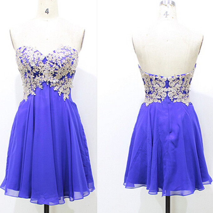 Pretty Blue Chiffon Lace A Line Birthday Outfits Formal Graduation Homecoming Dress cc3353