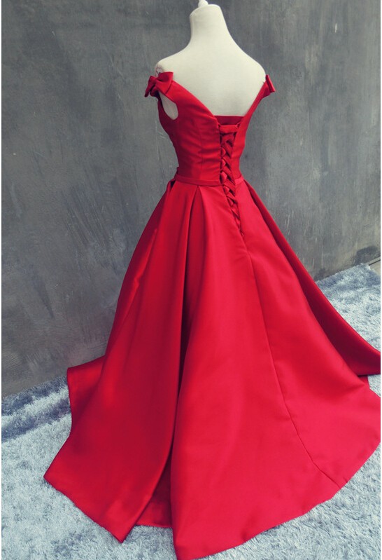 Red Elegant A-line V-neck Formal Party Dresses, 2016 Real Picture Floor ...