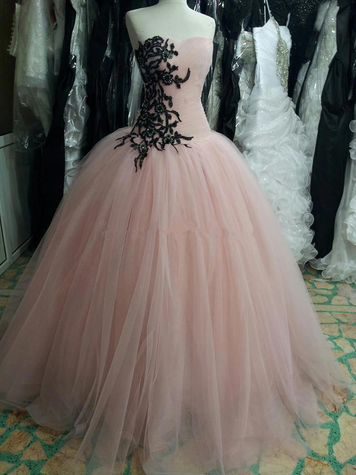 Real Photo 2015 Princess Ball Gown ,pink Prom Dress, Party Dresses, With Lace Appliques And Sequins