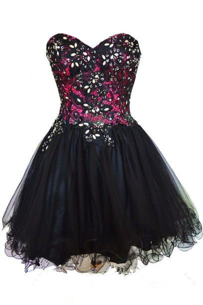 Black Homecoming Dress, Tulle Homecoming Dress, Cute Homecoming Dress ,2016 Fashion Homecoming Dress, Short Prom Dress, Fashion Homecoming Gowns