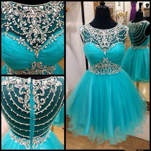 Blue Homecoming Dress, Short Prom Gown ,tulle Homecoming Gowns ,a Line Beaded Party Dress, Elegant Prom Dresses