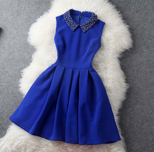 Blue Dress With Collar, Homecoming Dresses, Mother Dress，quinceanera Dresses