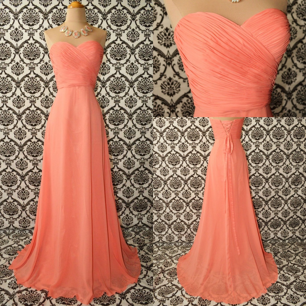 Custom Made Peach Long Chiffon Prom Dresses, Evening Dresses, Party Dresses, Bridesmaid Dresses, Formal Dresses, Prom Gown
