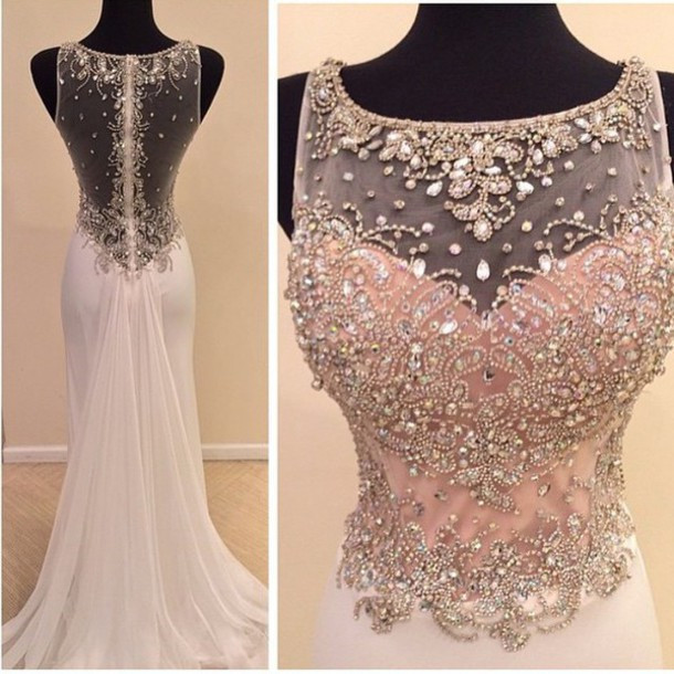 White Prom Dresses,sparkle Evening Dress,backless Prom Dresses,sparkly Prom Dresses,glitter Prom Gown,elegant Prom Dress,mermaid Formal Gowns For