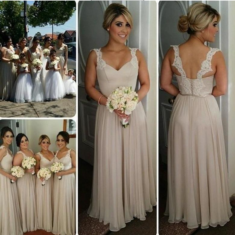 Lace Bridesmaid Dress Long Bridesmaid Gown Straps Bridesmaid Gowns