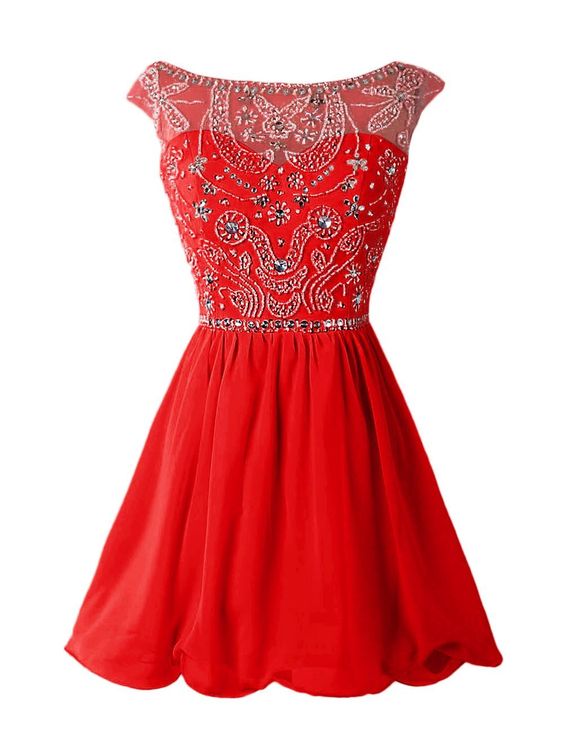 Homecoming Dresses, Red Beaded Homecoming Dress, See Through Homecoming Dress, Short Homecoming Dresses, 2016 Homecoming Dress, Short Prom