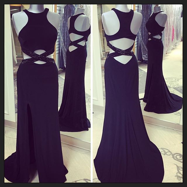 Sexy Black Long From Split Prom Dresses,charming Mermaid Prom Gowns,handmade Prom Dress For Teens