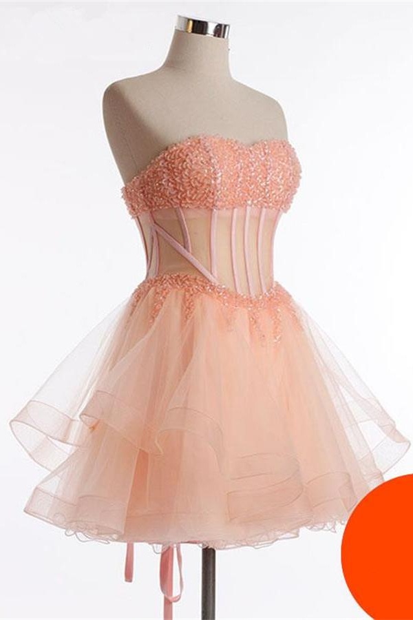 See Through Homecoming Dresses,pretty Cocktail Dresses,handmade Orange Homecoming Dresses