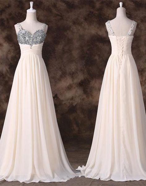 Top Selling Elegant Chiffon Long Prom Dresses,with Straps,back Up Lace Prom Dresses,pretty Prom Gowns For Teens,women Dresses