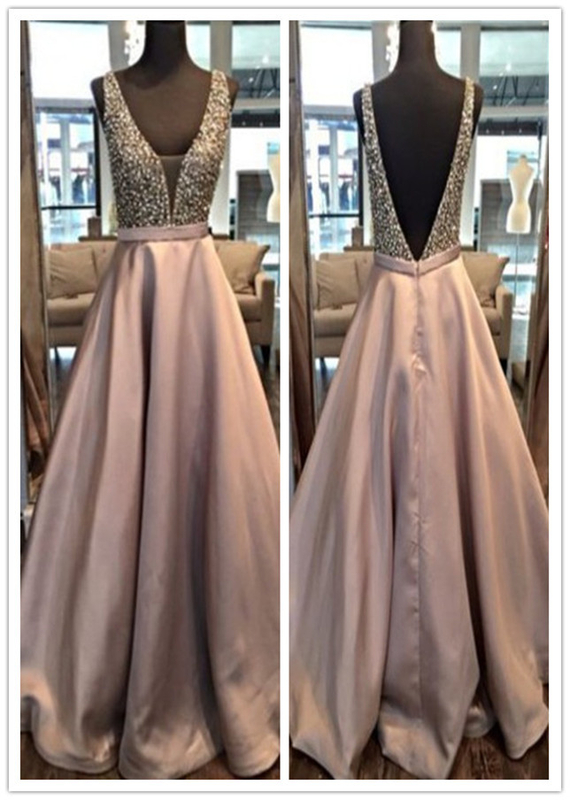 Pretty Backless Long Prom Dresses,modest Prom Dress,sparkly Prom Gowns,handmade Party Prom Dresses