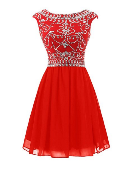 Selling Red Short Homecoming Dresses, For Teens,beauty Beading Graduation Dresses,pen Back Cocktail Dresses