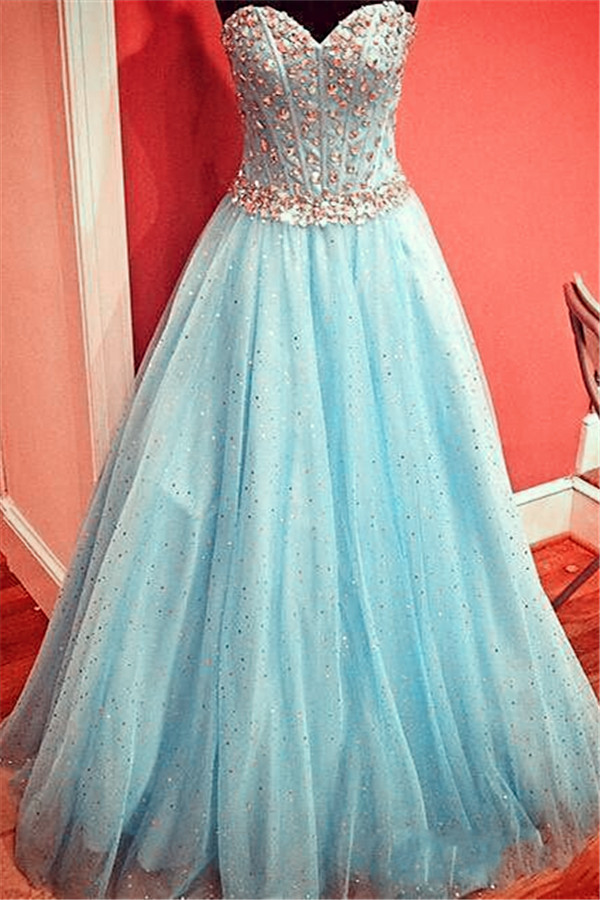 Evening Dresses, Prom Dresses,party Dresses,prom Dresses,prom Dress,gorgeous Sparkly Baby Blue Prom Dress, Sweetheart Evening Gowns With
