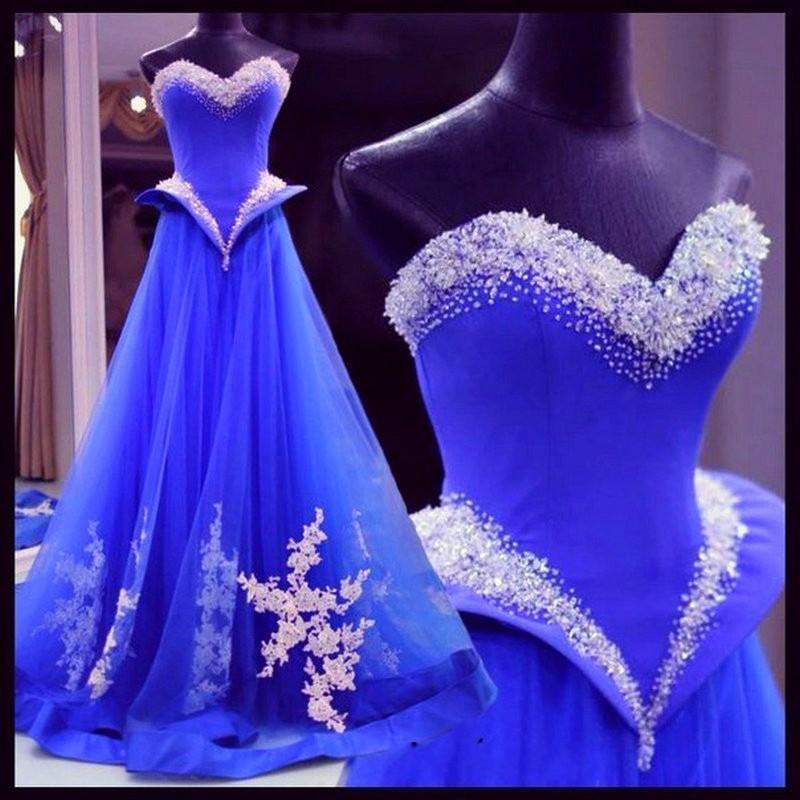 Evening Dresses, Prom Dresses,party Dresses,prom Dresses,royal Blue Prom Dresses,royal Blue Strapless Prom Dress ,pageant Gown,princess Evening